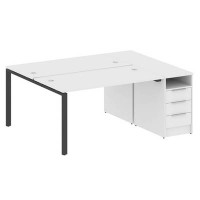 Metal System Style БП.РС-СТП-2.3 (Белый/антрацит) Рабочая станция на П-образном м/к с опорной тумбой
