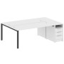 Metal System Style БП.РС-СТП-2.5 (Белый/черный) Рабочая станция на П-образном м/к с опорной тумбой