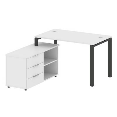 Metal System Style БП.РС-СТС-2.2 Л (Белый/антрацит) Рабочая станция на П-образном м/к с опорной тумбой левая