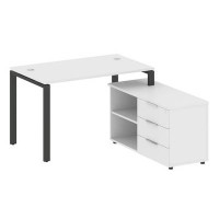Metal System Style БП.РС-СТС-2.2 Пр (Белый/антрацит) Рабочая станция на П-образном м/к с опорной тумбой правая