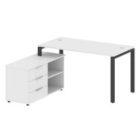 Metal System Style БП.РС-СТС-2.3 Л (Белый/антрацит) Рабочая станция на П-образном м/к с опорной тумбой левая