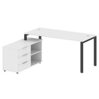 Metal System Style БП.РС-СТС-2.4 Л (Белый/антрацит) Рабочая станция на П-образном м/к с опорной тумбой левая