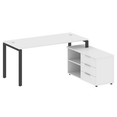 Metal System Style БП.РС-СТС-2.4 Пр (Белый/антрацит) Рабочая станция на П-образном м/к с опорной тумбой правая