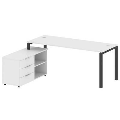 Metal System Style БП.РС-СТС-2.5 Л (Белый/антрацит) Рабочая станция на П-образном м/к с опорной тумбой левая