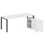 Metal System Style БП.РС-СТС-2.5 Пр (Белый/антрацит) Рабочая станция на П-образном м/к с опорной тумбой правая