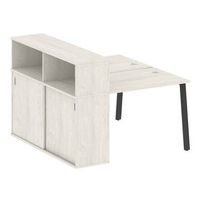 Metal System Style БА.РС-СШК-2.1 (Дуб Наварра/черный) Рабочая станция на А-образном м/к с опорным шкафом-купе