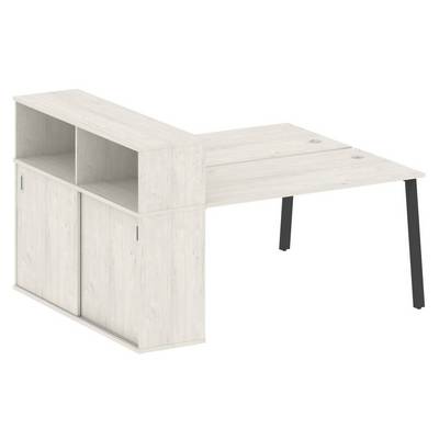 Metal System Style БА.РС-СШК-2.3 (Дуб Наварра/черный) Рабочая станция на А-образном м/к с опорным шкафом-купе