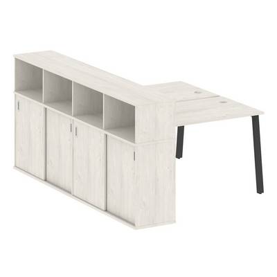 Metal System Style БА.РС-СШК-4.2 (Дуб Наварра/черный) Рабочая станция на А-образном м/к с опорным шкафом-купе