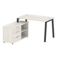 Metal System Style БА.РС-СТС-2.2 Л (Дуб Наварра/антрацит) Рабочая станция на А-образном м/к с опорной тумбой левая