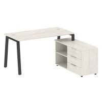 Metal System Style БА.РС-СТС-2.3 Пр (Дуб Наварра/антрацит) Рабочая станция на А-образном м/к с опорной тумбой правая