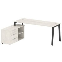 Metal System Style БА.РС-СТС-2.5 Л (Дуб Наварра/антрацит) Рабочая станция на А-образном м/к с опорной тумбой левая