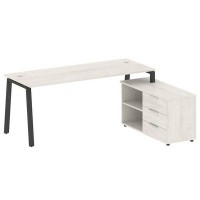 Metal System Style БА.РС-СТС-2.5 Пр (Дуб Наварра/антрацит) Рабочая станция на А-образном м/к с опорной тумбой правая