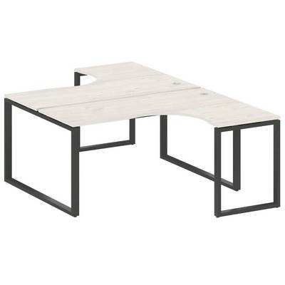 Metal System Style БО.РАС-СА-2.4 (Дуб Наварра/черный) Рабочая станция криволинейная на О-образном м/к