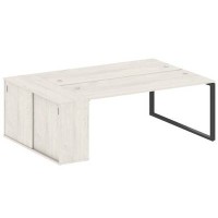 Metal System Style БО.РС-СШК-1.5 (Дуб Наварра/антрацит) Рабочая станция на О-образном м/к с опорным шкафом-купе