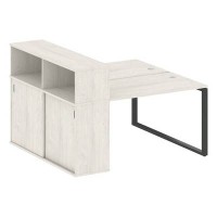 Metal System Style БО.РС-СШК-2.2 (Дуб Наварра/антрацит) Рабочая станция на О-образном м/к с опорным шкафом-купе