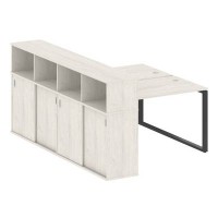 Metal System Style БО.РС-СШК-4.2 (Дуб Наварра/антрацит) Рабочая станция на О-образном м/к с опорным шкафом-купе