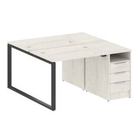 Metal System Style БО.РС-СТП-2.1 (Дуб Наварра/антрацит) Рабочая станция на О-образном м/к с опорной тумбой