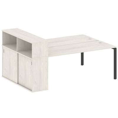 Metal System Style БП.РС-СШК-2.5 (Дуб Наварра/черный) Рабочая станция на П-образном м/к с опорным шкафом-купе