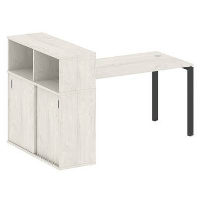 Metal System Style БП.РС-СШК-3.3 (Дуб Наварра/антрацит) Стол письменный на П-образном м/к с опорным шкафом-купе