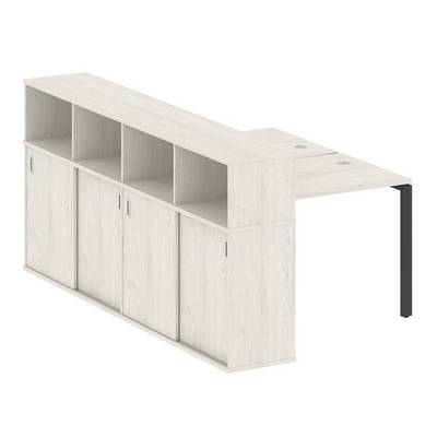 Metal System Style БП.РС-СШК-4.1 (Дуб Наварра/антрацит) Рабочая станция на П-образном м/к с опорным шкафом-купе