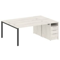 Metal System Style БП.РС-СТП-2.4 (Дуб Наварра/черный) Рабочая станция на П-образном м/к с опорной тумбой