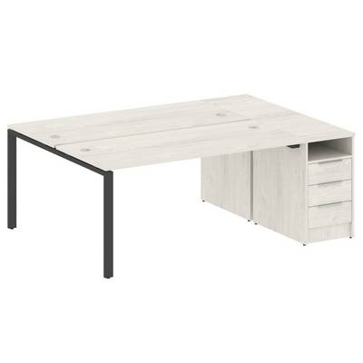 Metal System Style БП.РС-СТП-2.4 (Дуб Наварра/черный) Рабочая станция на П-образном м/к с опорной тумбой