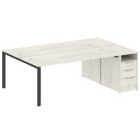 Metal System Style БП.РС-СТП-2.5 (Дуб Наварра/черный) Рабочая станция на П-образном м/к с опорной тумбой