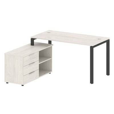 Metal System Style БП.РС-СТС-2.3 Л (Дуб Наварра/черный) Рабочая станция на П-образном м/к с опорной тумбой левая