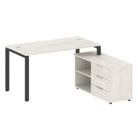 Metal System Style БП.РС-СТС-2.3 Пр (Дуб Наварра/антрацит) Рабочая станция на П-образном м/к с опорной тумбой правая