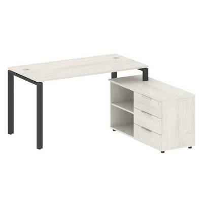 Metal System Style БП.РС-СТС-2.3 Пр (Дуб Наварра/черный) Рабочая станция на П-образном м/к с опорной тумбой правая