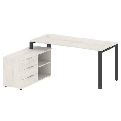 Metal System Style БП.РС-СТС-2.4 Л (Дуб Наварра/черный) Рабочая станция на П-образном м/к с опорной тумбой левая