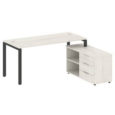 Metal System Style БП.РС-СТС-2.4 Пр (Дуб Наварра/черный) Рабочая станция на П-образном м/к с опорной тумбой правая