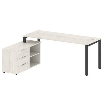 Metal System Style БП.РС-СТС-2.5 Л (Дуб Наварра/черный) Рабочая станция на П-образном м/к с опорной тумбой левая