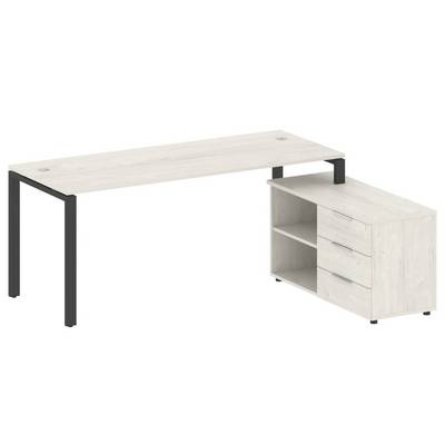 Metal System Style БП.РС-СТС-2.5 Пр (Дуб Наварра/черный) Рабочая станция на П-образном м/к с опорной тумбой правая