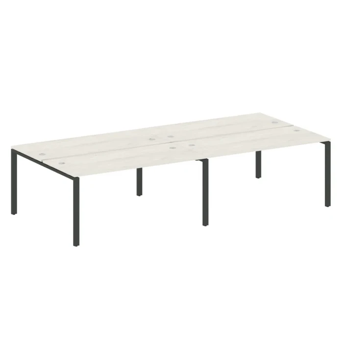 БП.СМ-4.4 Рабочая станция на четыре рабочих места на П-образном м/к, ЛДСП дуб наварра, черный