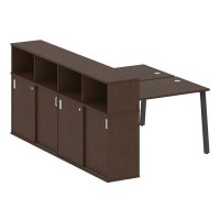 Metal System Style БА.РС-СШК-4.2 (Венге цаво/черный) Рабочая станция на А-образном м/к с опорным шкафом-купе