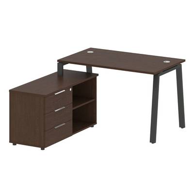 Metal System Style БА.РС-СТС-2.2 Л (Венге цаво/антрацит) Рабочая станция на А-образном м/к с опорной тумбой левая