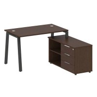 Metal System Style БА.РС-СТС-2.2 Пр (Венге цаво/черный) Рабочая станция на А-образном м/к с опорной тумбой правая