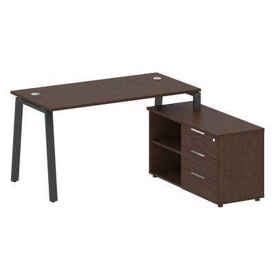 Metal System Style БА.РС-СТС-2.3 Пр (Венге цаво/черный) Рабочая станция на А-образном м/к с опорной тумбой правая