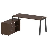 Metal System Style БА.РС-СТС-2.4 Л (Венге цаво/черный) Рабочая станция на А-образном м/к с опорной тумбой левая