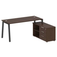 Metal System Style БА.РС-СТС-2.4 Пр (Венге цаво/черный) Рабочая станция на А-образном м/к с опорной тумбой правая