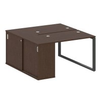 Metal System Style БО.РС-СШК-1.1 (Венге цаво/черный) Рабочая станция на О-образном м/к с опорным шкафом-купе