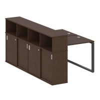 Metal System Style БО.РС-СШК-4.1 (Венге цаво/антрацит) Рабочая станция на О-образном м/к с опорным шкафом-купе