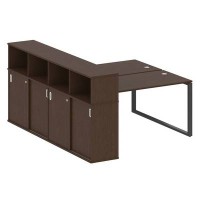 Metal System Style БО.РС-СШК-4.3 (Венге цаво/антрацит) Рабочая станция на О-образном м/к с опорным шкафом-купе