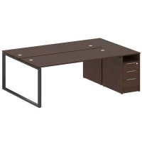 Metal System Style БО.РС-СТП-2.5 (Венге цаво/черный) Рабочая станция на О-образном м/к с опорной тумбой