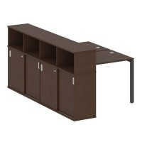 Metal System Style БП.РС-СШК-4.1 (Венге цаво/черный) Рабочая станция на П-образном м/к с опорным шкафом-купе