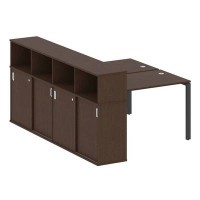 Metal System Style БП.РС-СШК-4.2 (Венге цаво/черный) Рабочая станция на П-образном м/к с опорным шкафом-купе