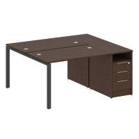 Metal System Style БП.РС-СТП-2.2 (Венге цаво/черный) Рабочая станция на П-образном м/к с опорной тумбой