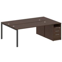 Metal System Style БП.РС-СТП-2.5 (Венге цаво/черный) Рабочая станция на П-образном м/к с опорной тумбой