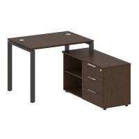 Metal System Style БП.РС-СТС-2.1 Пр (Венге цаво/черный) Рабочая станция на П-образном м/к с опорной тумбой правая